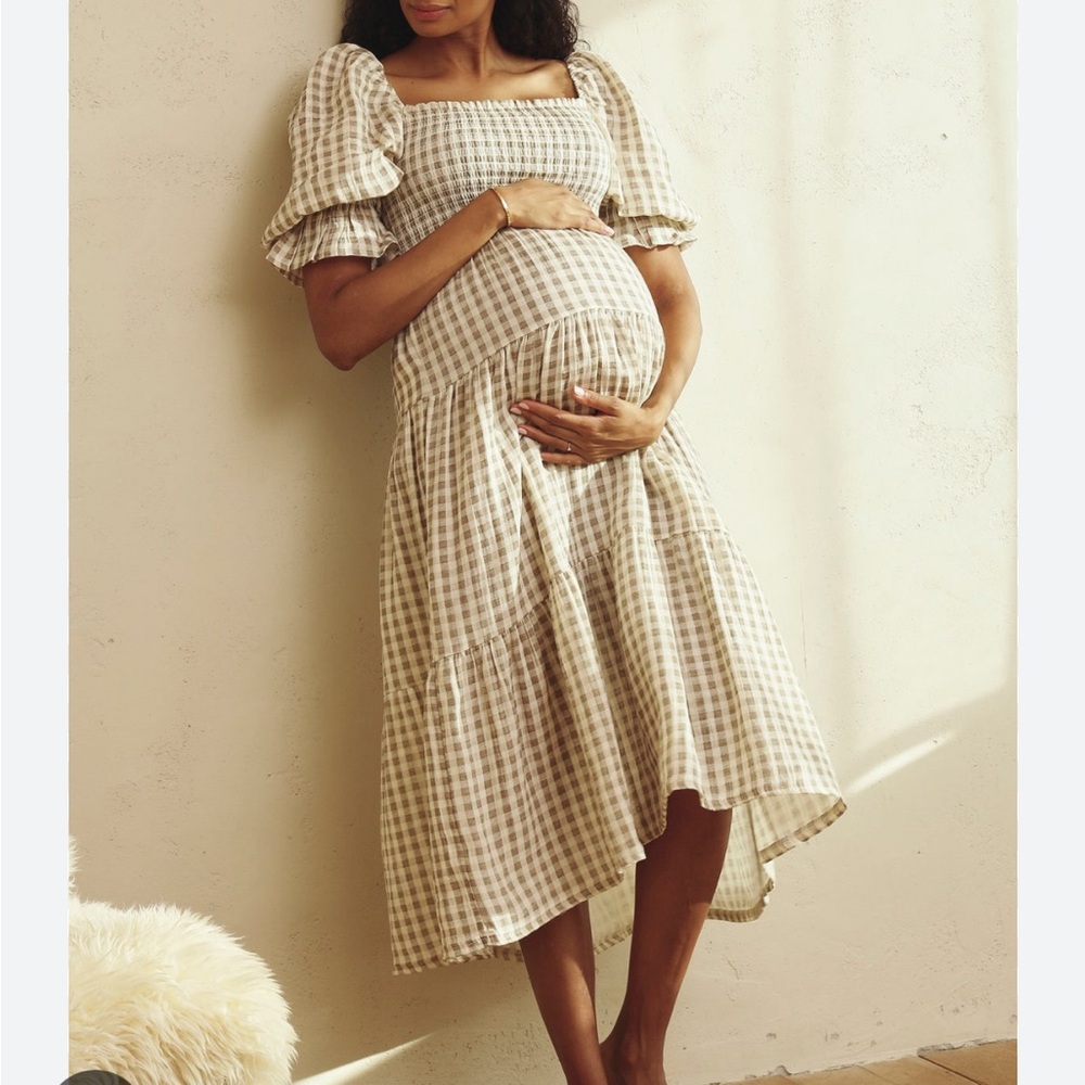 Nothing Fits But Taupe Brown Gingham Kiko Dress nothingfitsbut